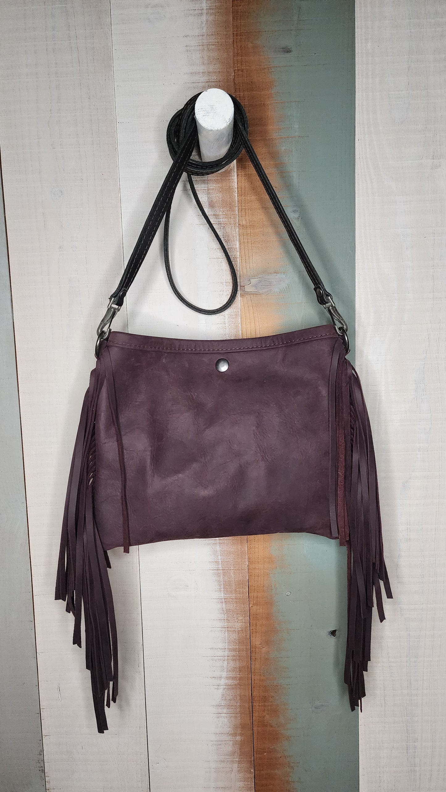 Plum fringe crossbody