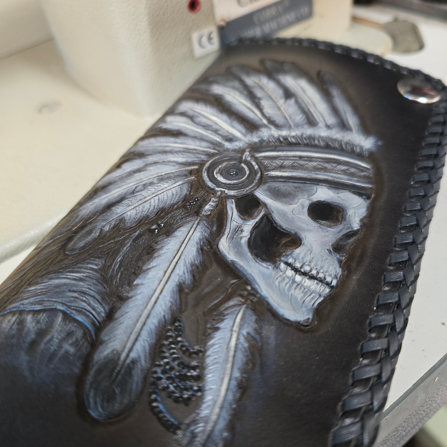 Men's skull and headdress long wallet