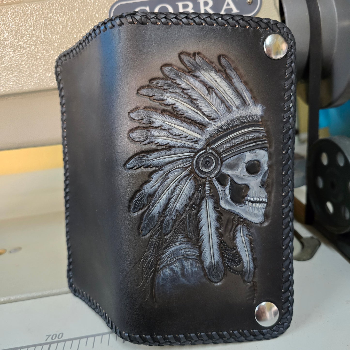 Men's skull and headdress long wallet