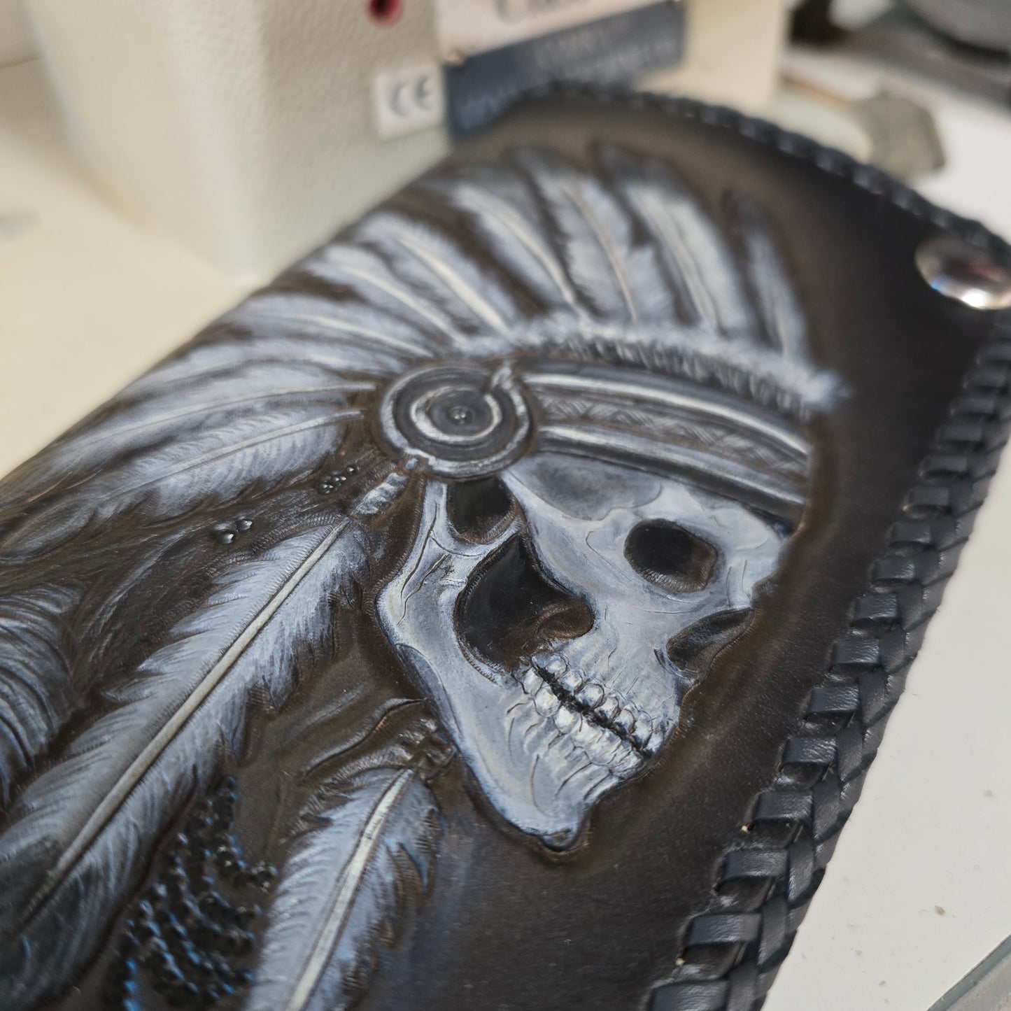 Men's skull and headdress long wallet