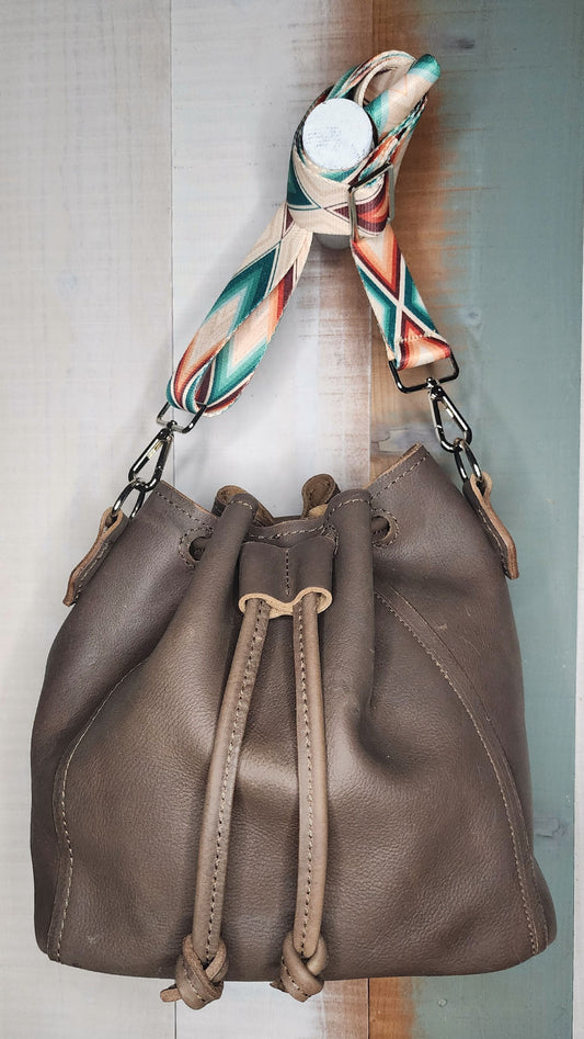 Large brown bucket bag