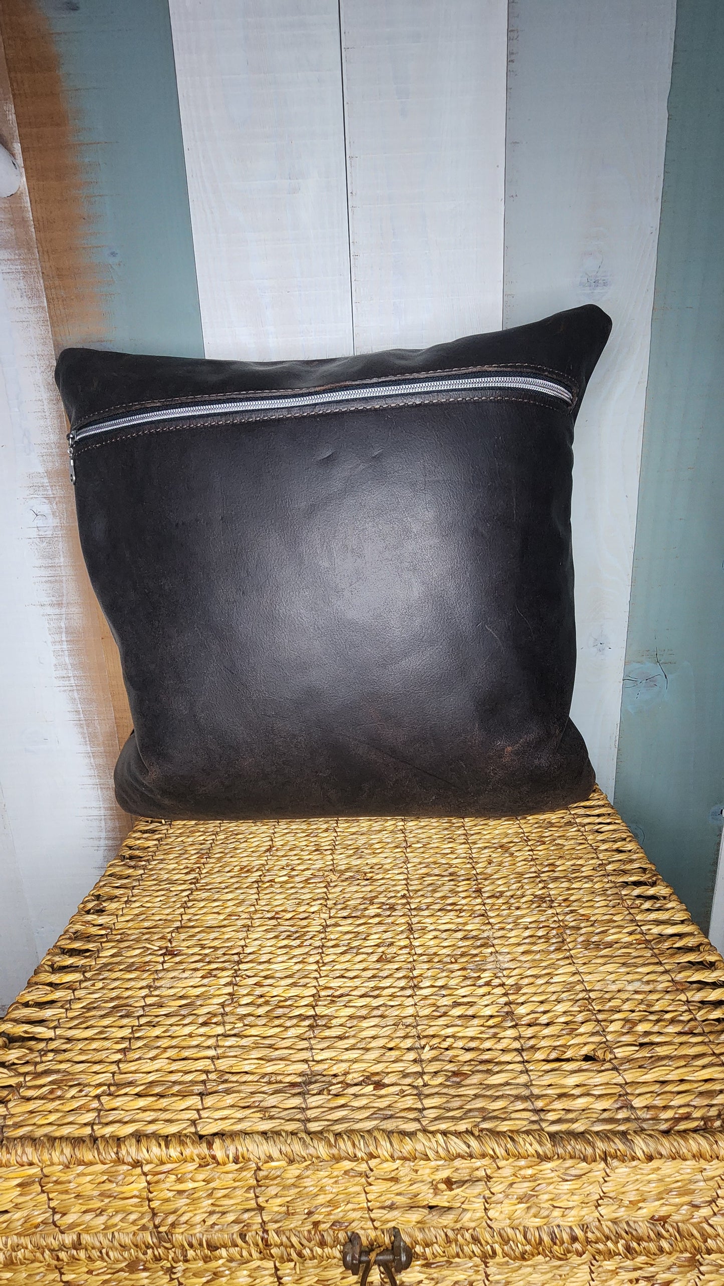 Leather throw pillows