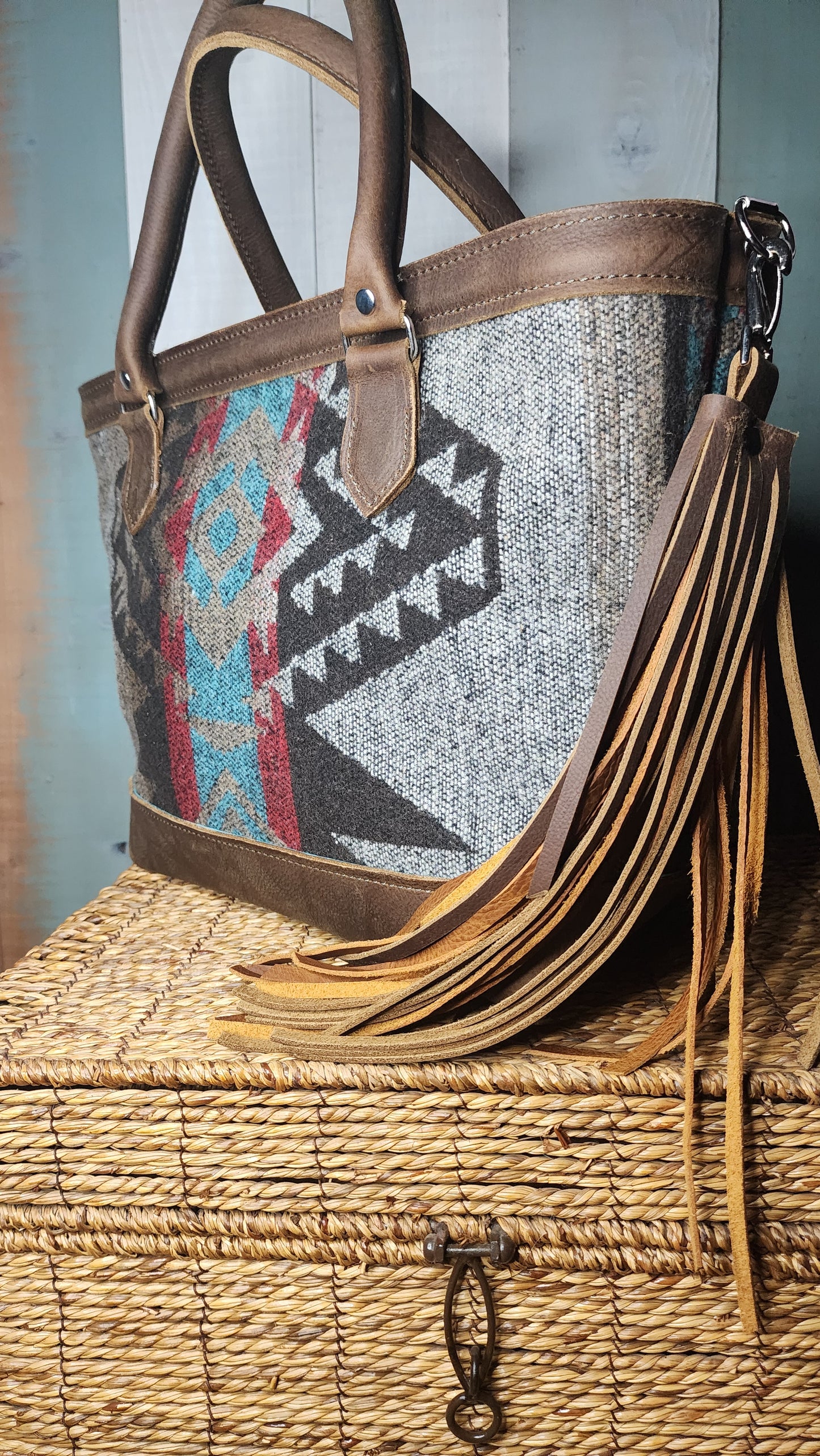 Native design oversized handbag