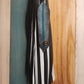 Leather black and white bag charm with turquoise feather